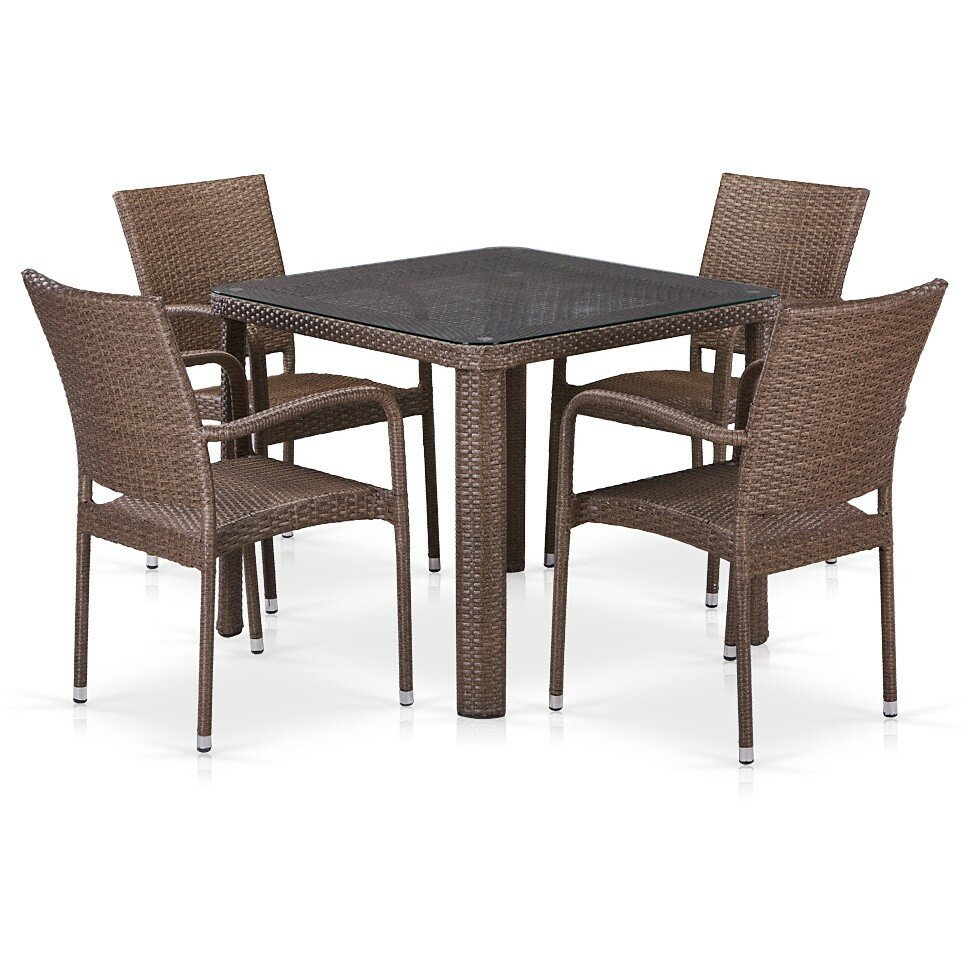 Комплект плетеной мебели T341B/Y376-W773-90x90 4Pcs Brown Комплект плетеной мебели T341B/Y376-W773-90x90 4Pcs Brown