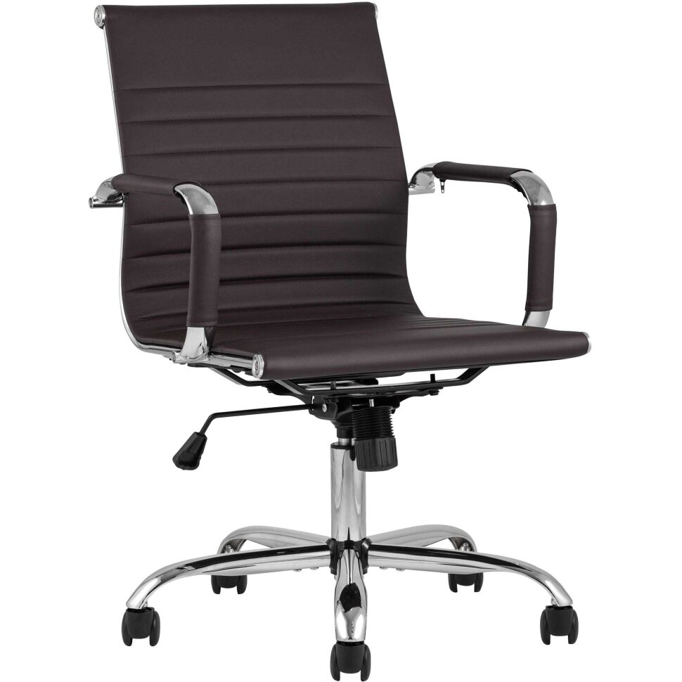 TopChairs City S офисное коричневое, обивка экокожа, механизм качания и регулировки по высоте 