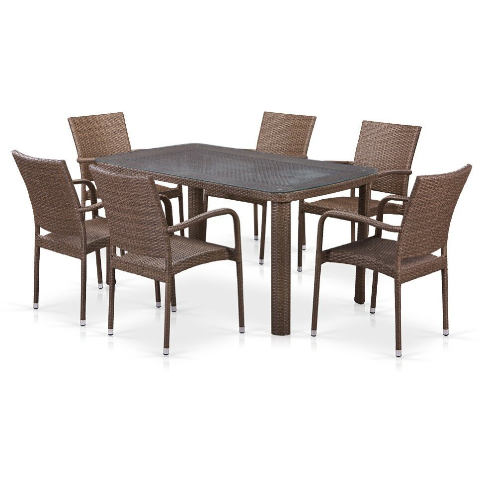 Комплект плетеной мебели T51A/Y376-W773-150x85 6Pcs Brown Комплект плетеной мебели T51A/Y376-W773-150x85 6Pcs Brown