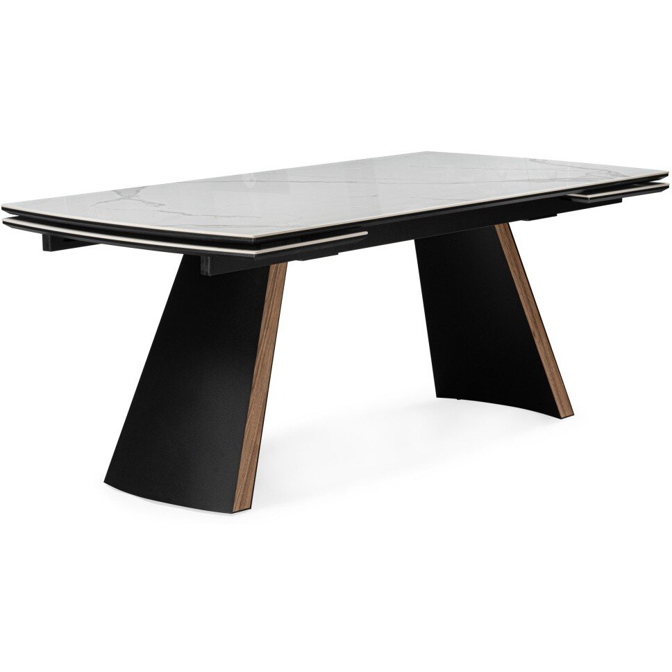 Керамический стол Симмонс 180(260)x90 statuario titan gloss / черный / орех дуб монтана Керамический стол Симмонс 180(260)x90 statuario titan gloss / черный / орех дуб монтана