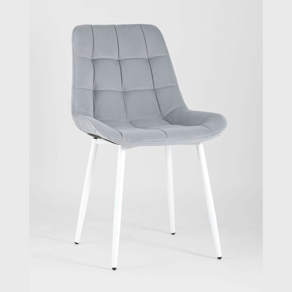 Комплект из четырех стульев Stool Group Флекс велюр светло-серый белые ножки из металла Комплект из четырех стульев Stool Group Флекс велюр светло-серый белые ножки из металла