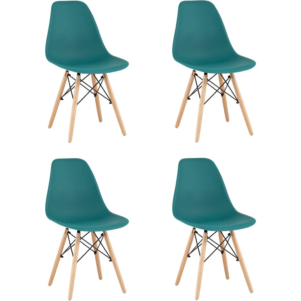 Eames Style DSW темно-бирюзовый пластик, стальной каркас, натуральный массив бука Eames Style DSW темно-бирюзовый пластик, стальной каркас, натуральный массив бука